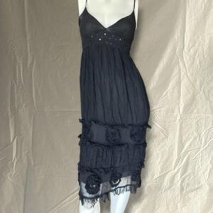 vintage miss edith 100% silk Women's Black Dress